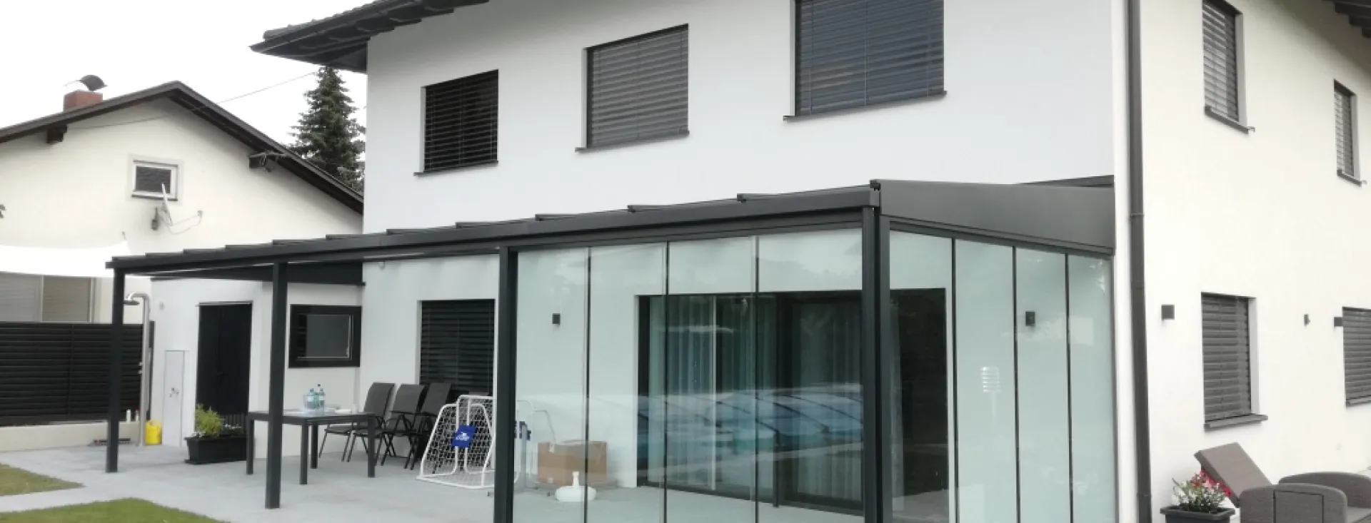BAUMANN GLAS Terrassendach mit Wand