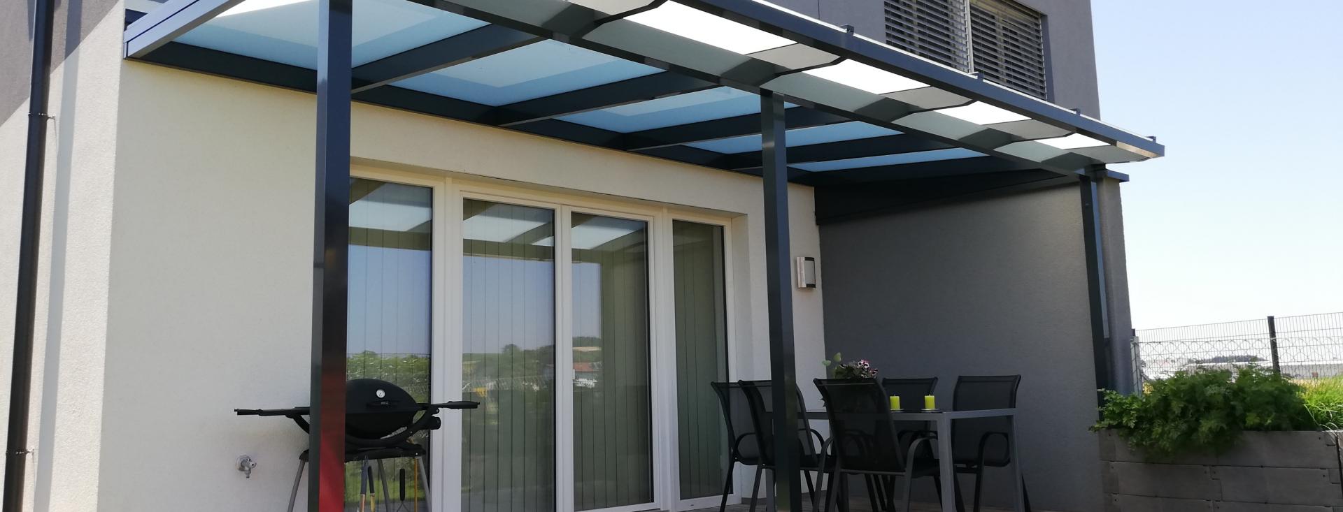 BAUMANN Glas Terrassendach grau