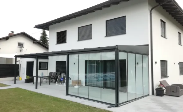 BAUMANN GLAS Terrassendach mit Wand