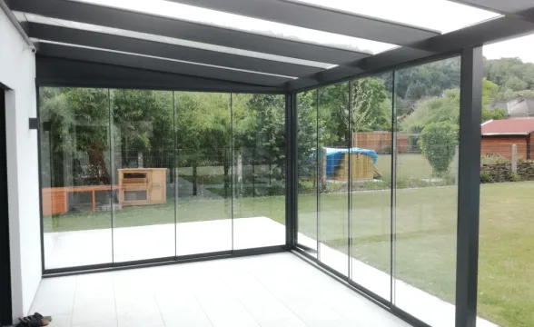 BAUMANN GLAS Terrassendach mit Schiebewand