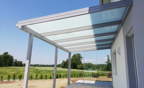 BAUMANN Glas Terrassendach hellgrau