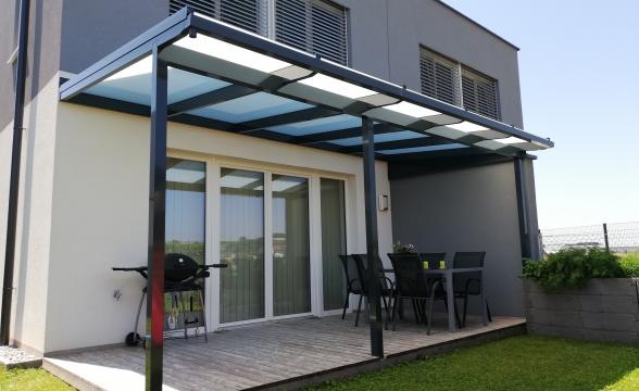 BAUMANN Glas Terrassendach grau