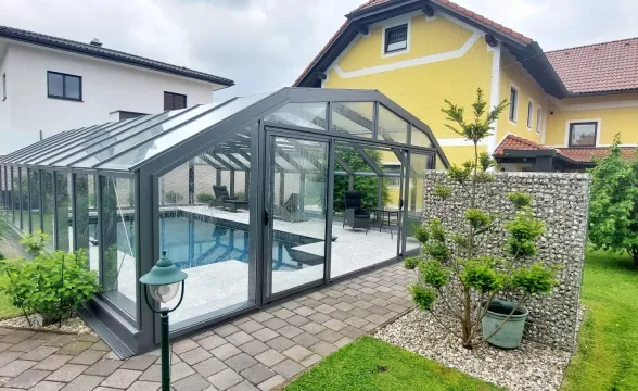 BAUMANN/GLAS/1886 GmbH Poolüberdachung Glas Alu anthrazit