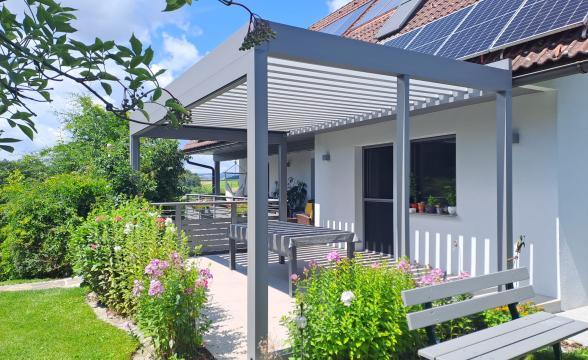 BAUMANN/GLAS/1886 GmbH Lamellendach mittelgrau