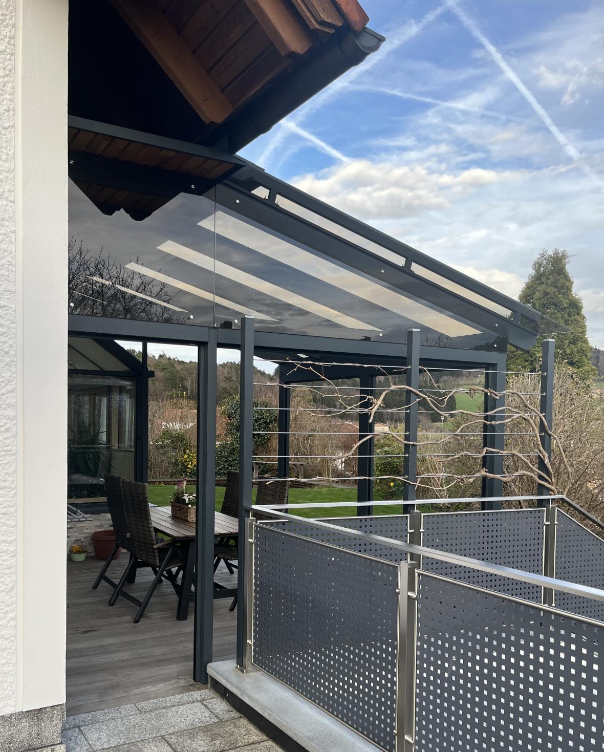 Terrassendach Alu anthrazit Glas bronze BAUMANN GLAS Terrassendach Alu Glas bronze